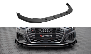 Maxton Street Pro Front Splitter V.1 + Flaps Audi S3 / A3 S-Line 8Y - Black-Red + Gloss Flaps