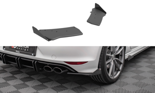 Maxton Street Pro Rear Side Splitters + Flaps Volkswagen Golf R Mk7 - Black-Red + Gloss Flaps