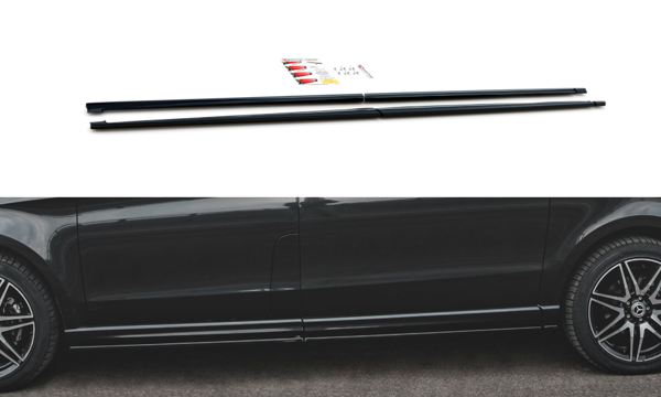 Maxton Side Skirts Diffusers Mercedes-Benz V-Class Long Amg-Line W447 Facelift - Gloss Black