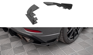 Maxton Street Pro Rear Side Splitters + Flaps Audi S3 Sportback 8V Facelift - Black-Red + Gloss Flaps
