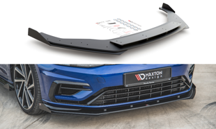 Maxton Racing Durability Front Splitter + Flaps VW Golf 7 R / R-Line Facelift - Black + Gloss Flaps    