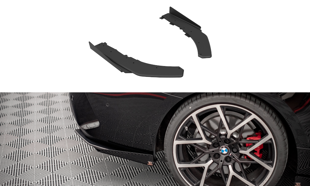 Maxton Street Pro Rear Side Splitters + Flaps BMW 4 M-Pack G22 - Black-Red + Gloss Flaps