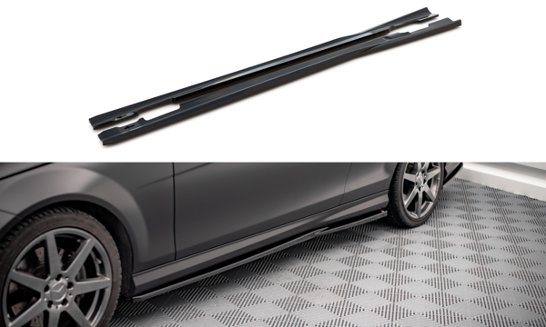 Maxton Side Skirts Diffusers Mercedes-Benz C Coupe Amg-Line C204 - Gloss Black
