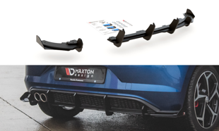Maxton Racing Durability Rear Valance + Flaps Volkswagen Polo Gti Mk6 - Black-Red + Gloss Flaps