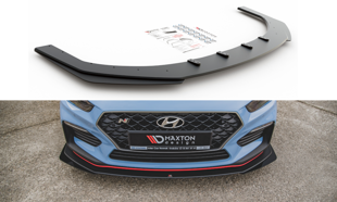 Maxton Racing Durability Front Splitter + Flaps Hyundai I30 N Mk3 Hatchback / Fastback - Black + Gloss Flaps    