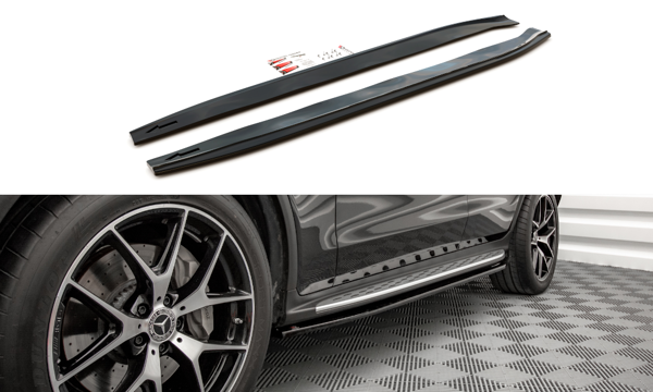 Maxton Side Skirts Diffusers Mercedes-Benz Glc Coupe Amg-Line C253 Facelift - Gloss Black