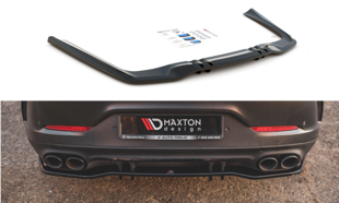 Maxton Central Rear Splitter (With Vertical Bars) Mercedes-Amg 53 4 Door Coupe - Gloss Black