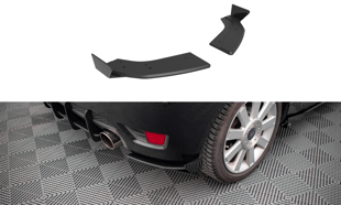 Maxton Street Pro Rear Side Splitters + Flaps Ford Fiesta St Mk6 - Black-Red + Gloss Flaps