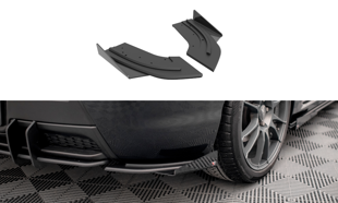 Maxton Street Pro Rear Side Splitters + Flaps Mazda 3 Mps Mk1 - Black-Red + Gloss Flaps