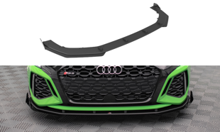 Maxton Street Pro Front Splitter V.1 + Flaps Audi RS3 Sportback 8Y - Black-Red + Gloss Flaps