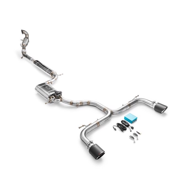 RM Motors Complete exhaust system for Seat Leon Cupra 3 with sport catalyst Emission standard - Euro 4, Capacity - 200 cpsi, Tip diameter - 101 mm, Exhaust tip - 8