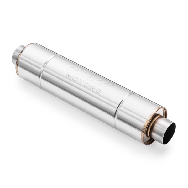 RM Motors Sports straight through silencer RM02 with Embossing Can length - 350 mm, Inlet diameter - 57 mm, Can diameter - 130 mm