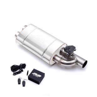 RM Motors Straight-through silencer with Electric Valve EV03 Can length - 300 mm, Inlet diameter - 63,5 mm, Side - Left
