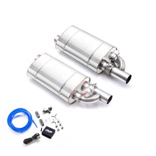 RM Motors Set of silencers with valves E400 Can length - 350 mm, Inlet diameter - 76 mm, Valve type - vacuum