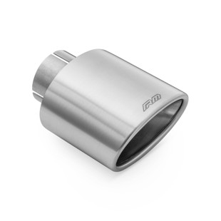 RM Motors oval beveled tip in satin stainless steel Inlet diameter - 63,5 mm, Including the clamp - No